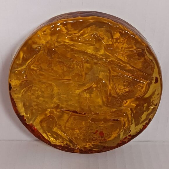 Blenko Zodiac Sagittarius Amber Paperweight - Picture 3 of 3